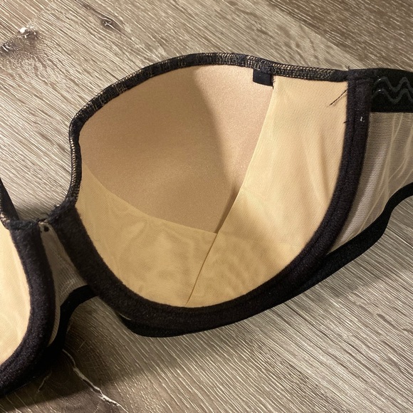 NATORI size 32D tan and black lace underwire push-up strapless Bra - Picture 9 of 10